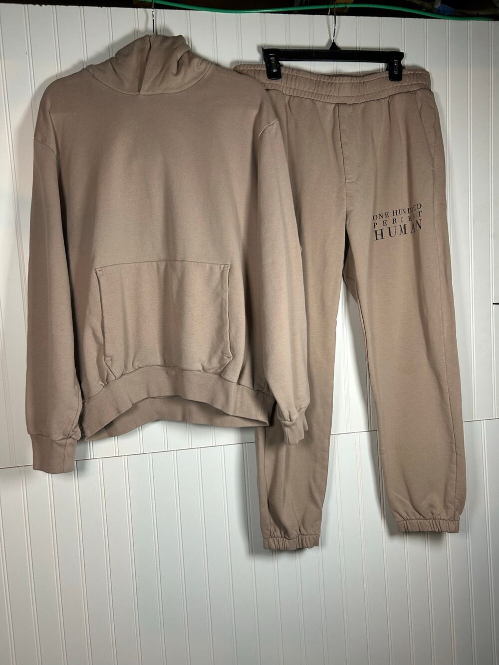 Everlane 2 peace Hoodie XLSquare, pants L Men Pullover Organic Cotton beigex